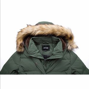 ADOMI Women's Long Hooded Thickened Down Coat with Fur Trim MEDIUM